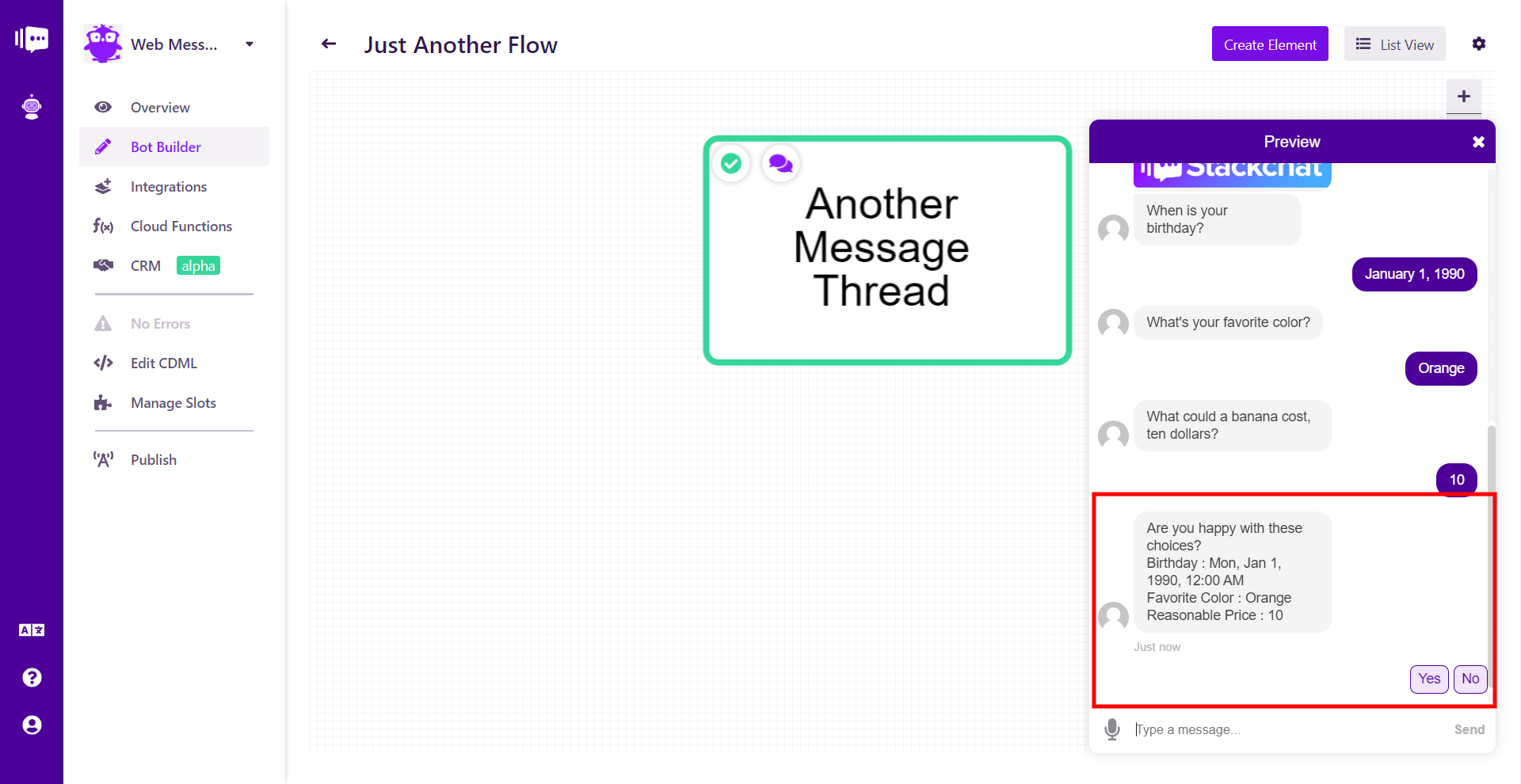 Flow Element Require Confirmation