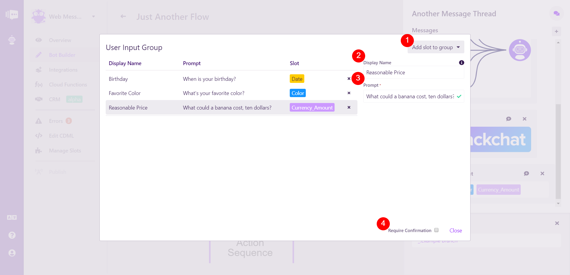 Creating a User Input Group