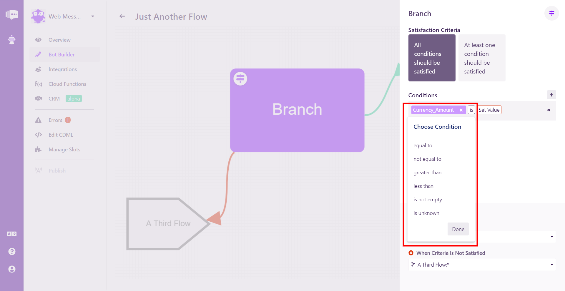 Flow Element Branch Condition Select