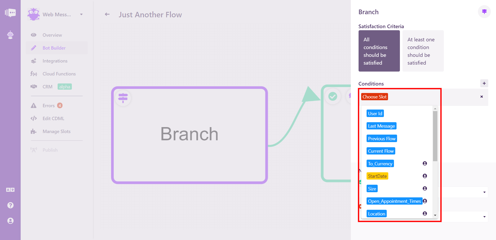 Flow Element Branching Slot Select