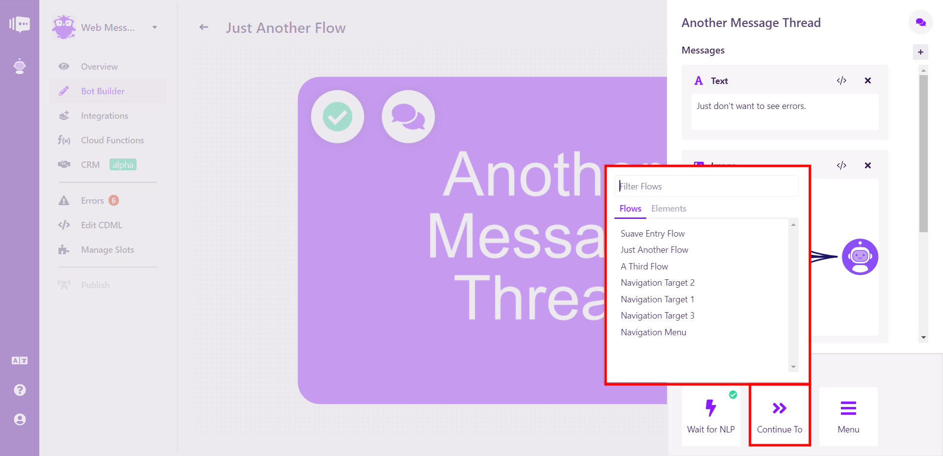 Flow Element Text Message Jump To