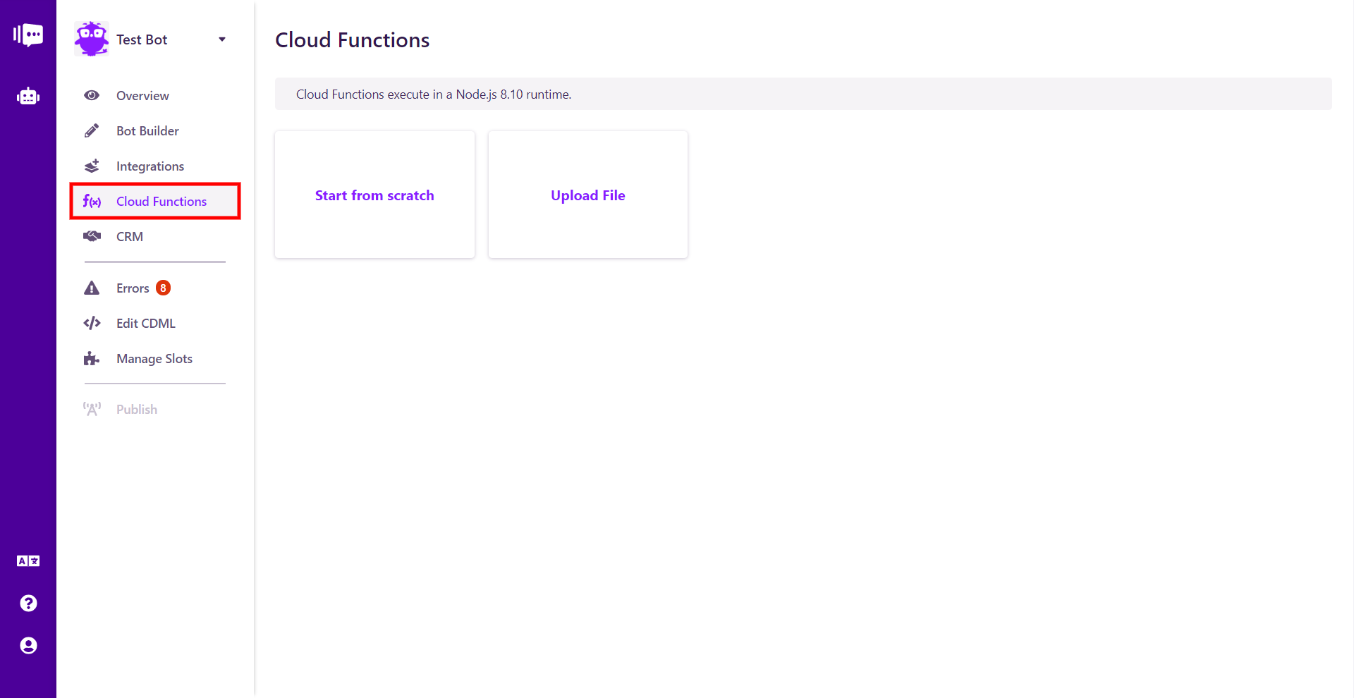 The Cloud Function Page on First Visit