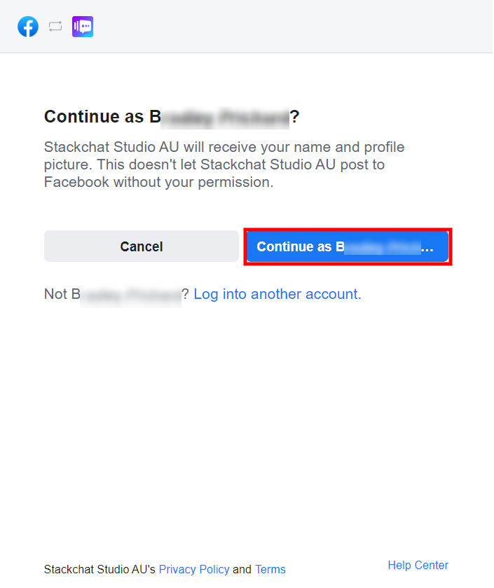 The Facebook Messenger Permission Confirmation Window